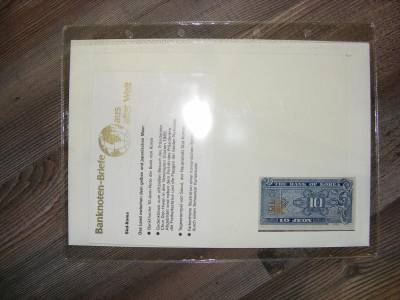 Bankjegyes boríték, 1985, Dél-Korea 10 Jeon 1962 UNC