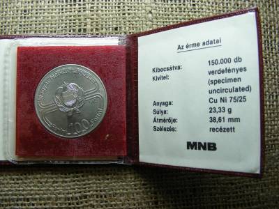 100 forintos érme, 1982, tokban