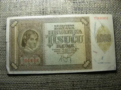 1000 kuna, 1941, horvát papírpénz