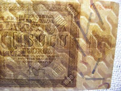 1000 kuna, 1941, horvát papírpénz