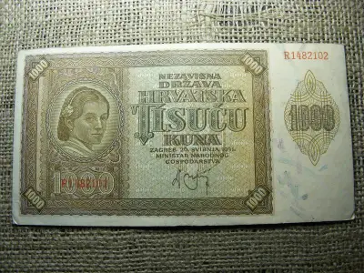1000 kuna bankjegy, 1941, Horvátország