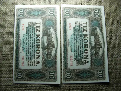 10 korona, 1920, 2 db sorszámkövető, hajtatlan