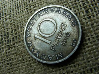 Ezüst 10 forintos érme, 1948