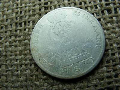 Ezüst 20 krajcár, 1763, S, ritka