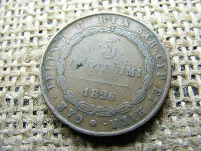 Portugália 5 centesimi, 1826