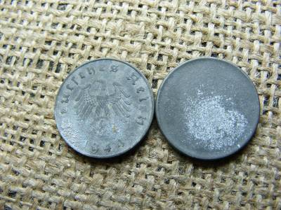 Birodalmi 10 pfennig, 1944, veretlen lapka