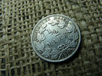 Birodalmi 1/2 márka, 1917, ezüst