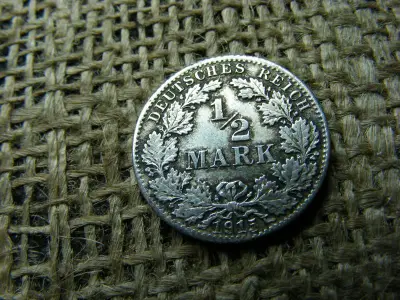 Birodalmi 1/2 márka, 1915 D, ezüst
