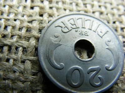 20 fillér, 1941, keresztben verőtőrepedés, verdehibás