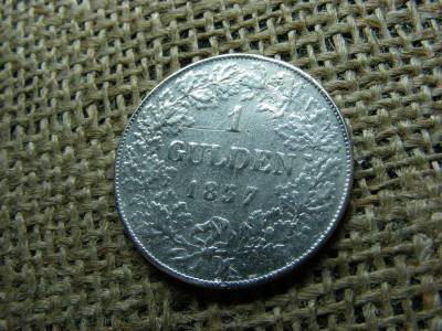 Ezüst 1 gulden, 1837, Baden, ritka évszám