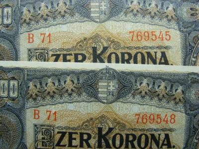 1000 korona bankjegy, 1923, hajtatlan pár