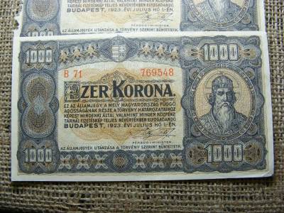 1000 korona bankjegy, 1923, hajtatlan pár