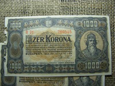 1000 korona bankjegy, 1923, hajtatlan pár