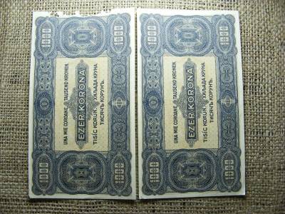 1000 korona bankjegy, 1923, hajtatlan pár