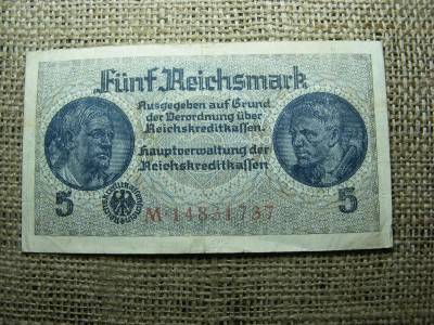 5 márka bankjegy, 1939-1944, horogkeresztes