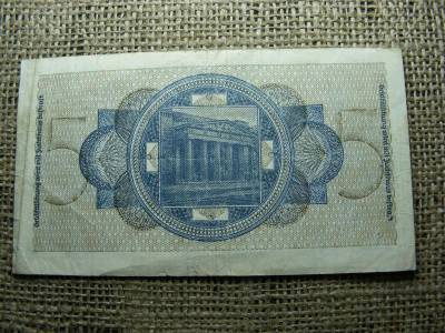 5 márka bankjegy, 1939-1944, horogkeresztes