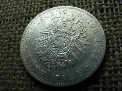 Ezüst 5 márka érme, 1875, Hamburg