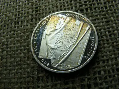 Ezüst 10 márka érme, 1990, J PP