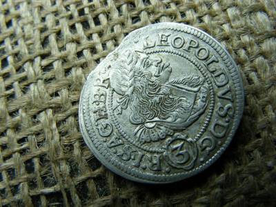 Lipót ezüst 3 krajcár, 1670, SHS, lapkavég