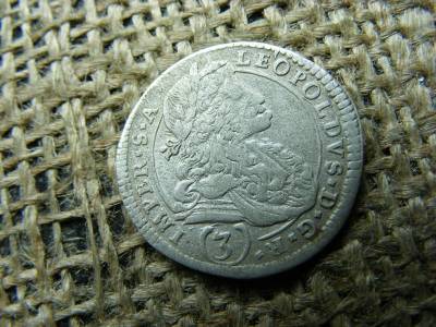 Lipót ezüst 3 krajcár, 1695, C K, Küttenberg, ritka