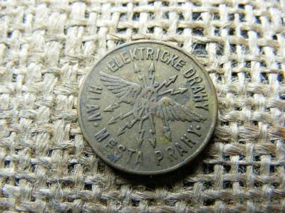 20 Doplatek Haleru Token, 20. század, villamos zseton