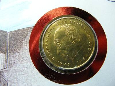 Aranyozott Német boríték, 2 márka 1987 D, levelezőlap