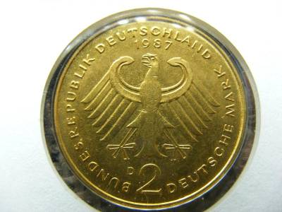 Aranyozott Német boríték, 2 márka 1987 D, levelezőlap