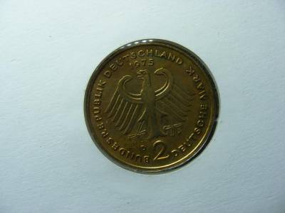 Aranyozott Német boríték, 2 márka 1975 D, levelezőlap