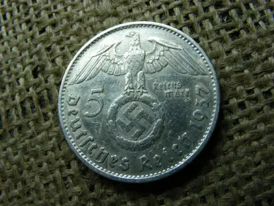 Birodalmi ezüst 5 márka, 1937, G jel