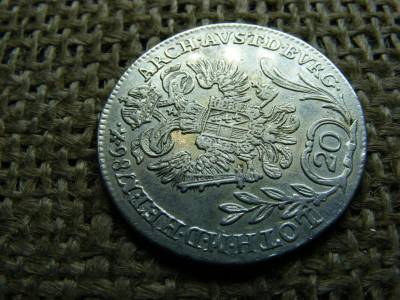 Ezüst 20 krajcár, 1786 B, fésült
