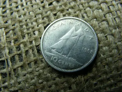 Kanada 10 centes érme, 1958, ezüst