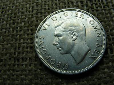 Egyesült Királyság 1/2 korona, 1945, ezüst