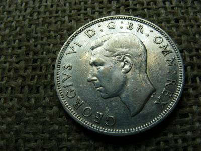 Egyesült Királyság 1/2 korona, 1946, ezüst