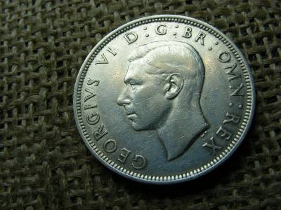 Egyesült Királyság 1/2 korona, 1942, ezüst