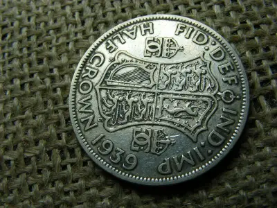 Egyesült Királyság ezüst 1/2 korona, 1939