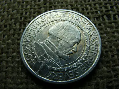 Svéd ezüst 2 korona, 1921, Kronor