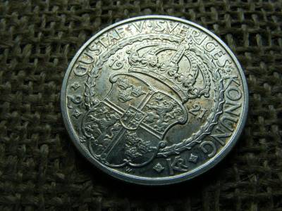 Svéd ezüst 2 korona, 1921, Kronor