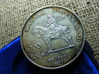 Ezüst 500 Forint, 1990, dísztok, extra patina