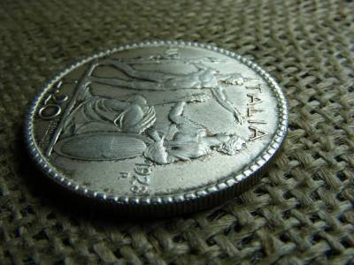 Ezüst 20 Lire, 1928, utánveret