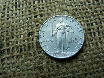 Vatikán 5 Lira, 1951, Lire