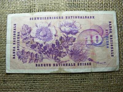 Svájc 10 frank bankjegy, 1965, francs
