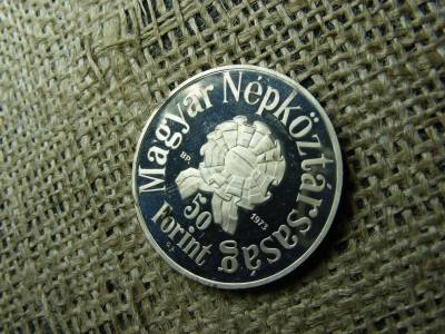 Ezüst 50 forintos érme, 1973, PP, Petőfi