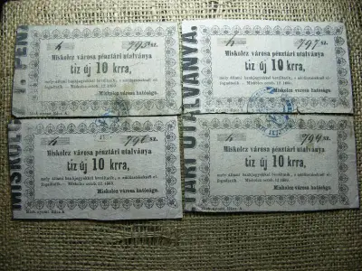 Miskolcz Városi Pénztári Utalványa, 1860, 10 krajcár, nyomdahibás