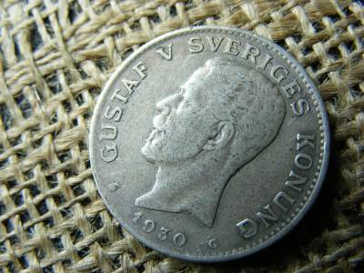 Svéd 1 korona, 1930, ezüst