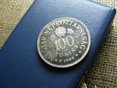 Ezüst 50 és 100 forint, 1969, eredeti dobozban