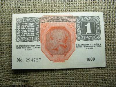 1 korona bankjegy, 1916, DÖ