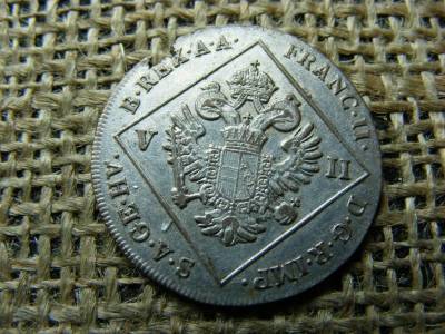 Ezüst 7 krajcár, 1802, 1795 12 krajcárra