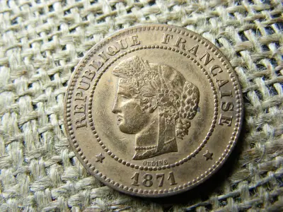 5 Centimes, 1871, gyönyörű állapot