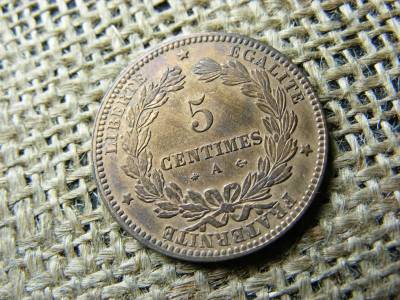 5 Centimes, 1871, gyönyörű állapot
