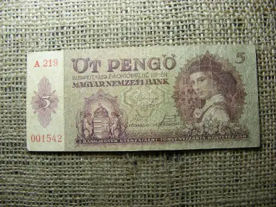 5 pengő, 1939, alacsonyabb sorszám